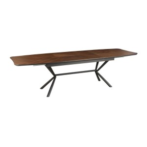 Table de salle à manger GRANI – Placage noyer et métal – 180-270 cm – Extensible
