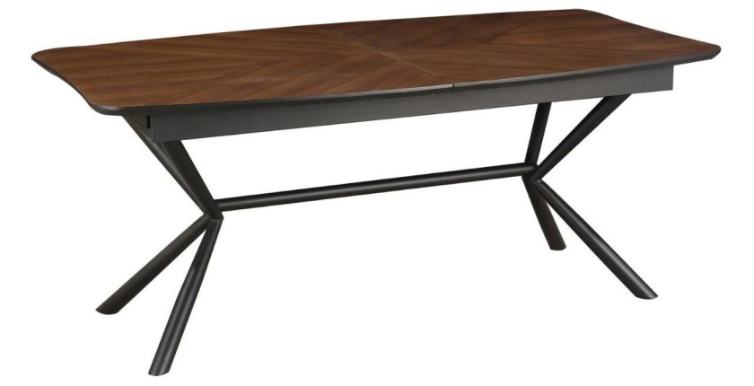 Table de salle à manger GRANI – Placage noyer et métal – 180-270 cm – Extensible