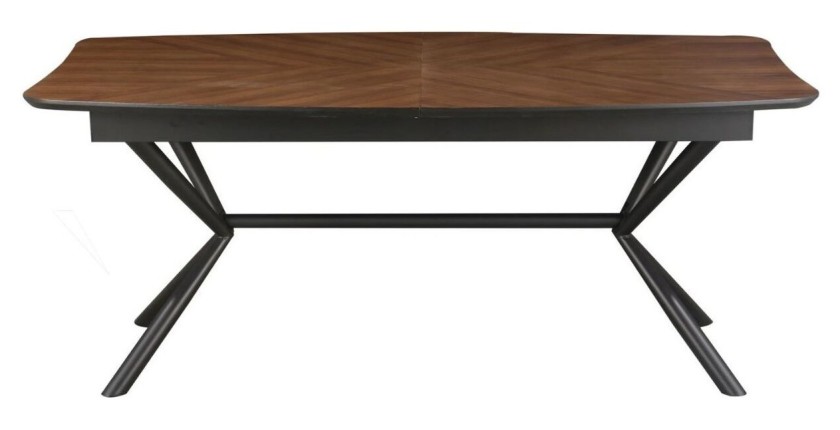 Table de salle à manger GRANI – Placage noyer et métal – 180-270 cm – Extensible