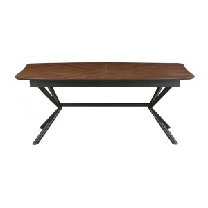 Table de salle à manger GRANI – Placage noyer et métal – 180-270 cm – Extensible
