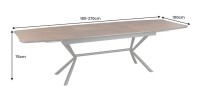 Table de salle à manger GRANI – Placage noyer et métal – 180-270 cm – Extensible