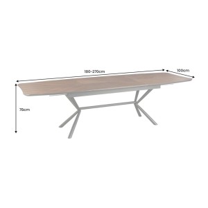 Table de salle à manger GRANI – Placage noyer et métal – 180-270 cm – Extensible
