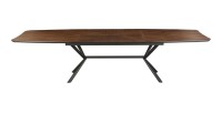 Table GRANI en noyer foncé vu de face sur fond blanc
