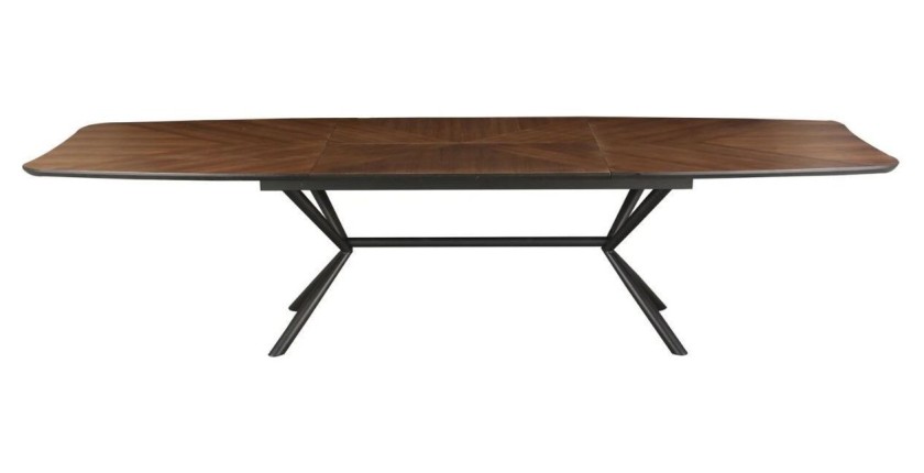 Table de salle à manger GRANI – Placage noyer et métal – 180-270 cm – Extensible