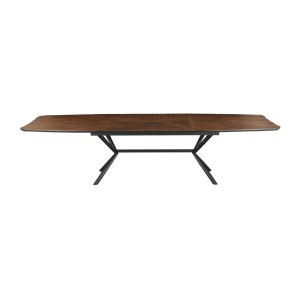 Table GRANI en noyer foncé vu de face sur fond blanc
