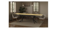 Table de salle à manger GRANI – Placage chêne clair et métal – 180-270 cm – Extensible