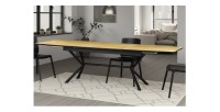 Table de salle à manger GRANI – Placage chêne clair et métal – 180-270 cm – Extensible
