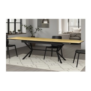 Table de salle à manger GRANI – Placage chêne clair et métal – 180-270 cm – Extensible