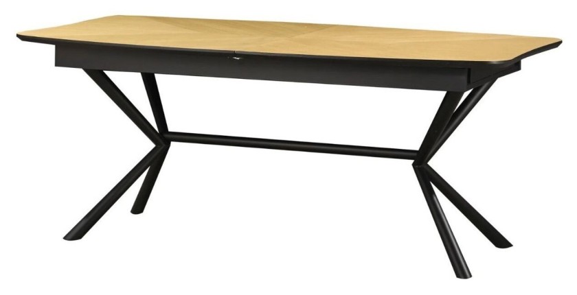 Table de salle à manger GRANI – Placage chêne clair et métal – 180-270 cm – Extensible