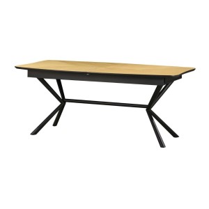 Table de salle à manger GRANI – Placage chêne clair et métal – 180-270 cm – Extensible
