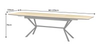 Table de salle à manger GRANI – Placage chêne clair et métal – 180-270 cm – Extensible
