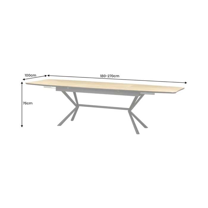 Eettafel GRANI – Fineer licht eiken en metaal – 180-270 cm – Uitschuifbaar