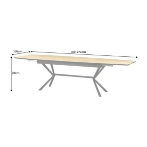 Table de salle à manger GRANI – Placage chêne clair et métal – 180-270 cm – Extensible
