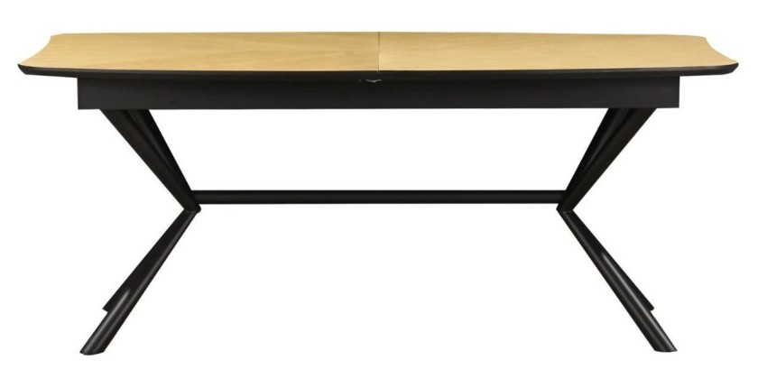 Table de salle à manger GRANI – Placage chêne clair et métal – 180-270 cm – Extensible