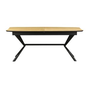 Table de salle à manger GRANI – Placage chêne clair et métal – 180-270 cm – Extensible