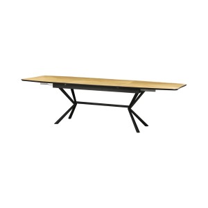 Table de salle à manger GRANI – Placage chêne clair et métal – 180-270 cm – Extensible