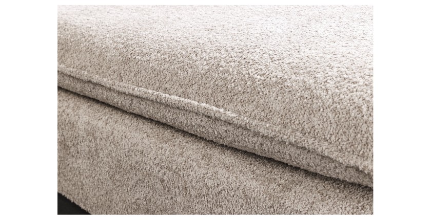 Zoom sur la tranche du pouf KALIA en velours champagne bouclé