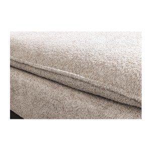 Zoom sur la tranche du pouf KALIA en velours champagne bouclé