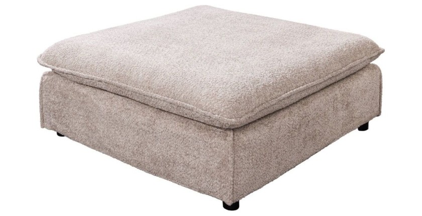 Pouf KALIA en velours bouclé champagne sur fond blanc