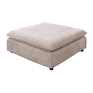 Pouf KALIA en velours bouclé champagne sur fond blanc