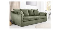 Canapé KALIA côtelé vert 3 places mis en situation