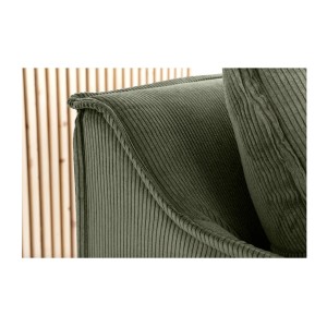 Zoom sur la tranche du canapé KALIA vert côtelé 3 places