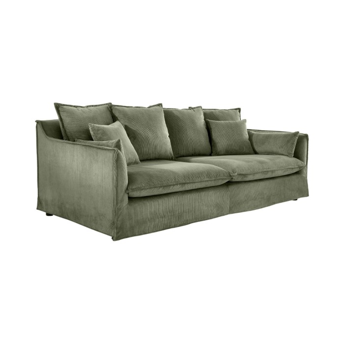 Canapé KALIA côtelé vert 3 places