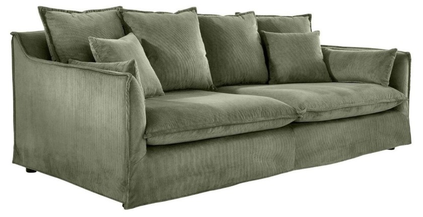 Canapé KALIA côtelé vert 3 places