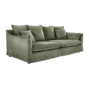Canapé KALIA côtelé vert 3 places