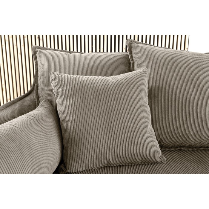 Sofa KALIA – Gerippter Stoff in Beige-Grau – 3-Sitzer – Zeitgenössischer Stil