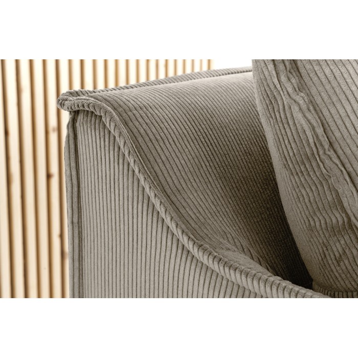 Sofa KALIA – Gerippter Stoff in Beige-Grau – 3-Sitzer – Zeitgenössischer Stil
