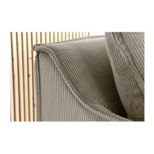 Zoom sur le dossier du canapé droit KALIA en tissu côtelé beige gris