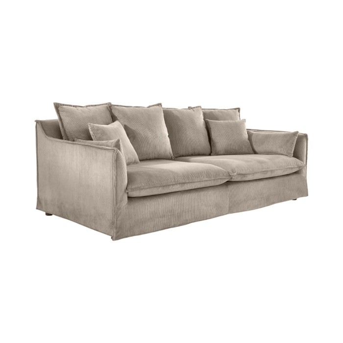 Canapé droit KALIA en tissu côtelé beige gris