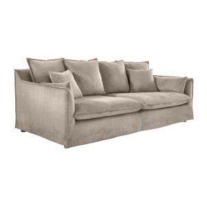 Canapé droit KALIA en tissu côtelé beige gris