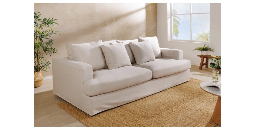 Canapé droit KALIA blanc vu de côté