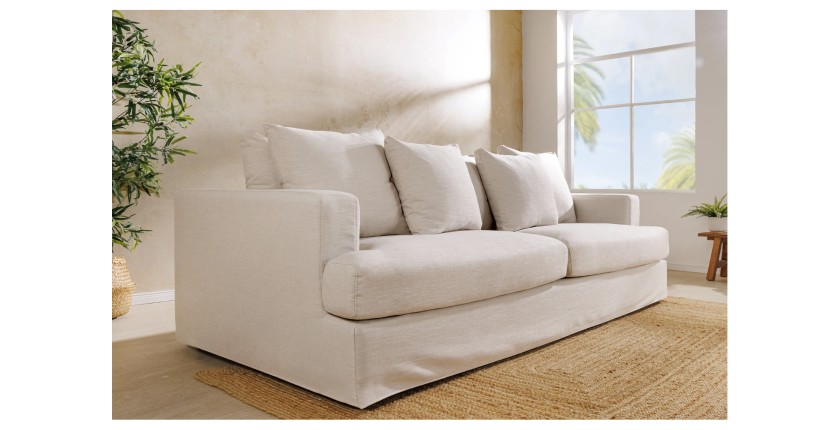 Canapé droit KALIA blanc vu de bac et de côté