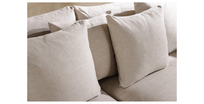 Zoom sur les coussins du canapé droit KALIA blanc