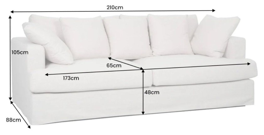 Dimensions canapé droit KALIA blanc
