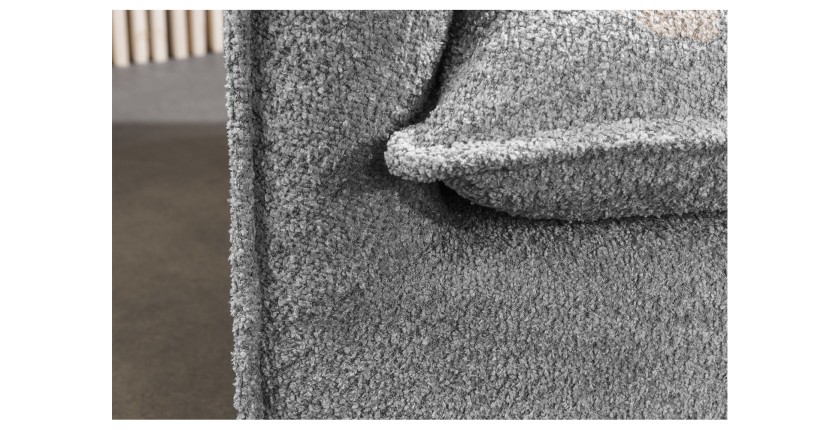 Zoom sur la structure du canapé droit KALIA en tissu bouclette gris