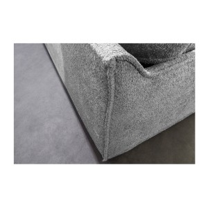 Zoom sur le dossier du canapé droit KALIA en tissu bouclette gris