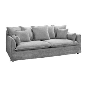 Canapé droit KALIA en tissu bouclette gris