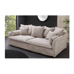 Canapé droit KALIA en bouclette champagne mis en situation