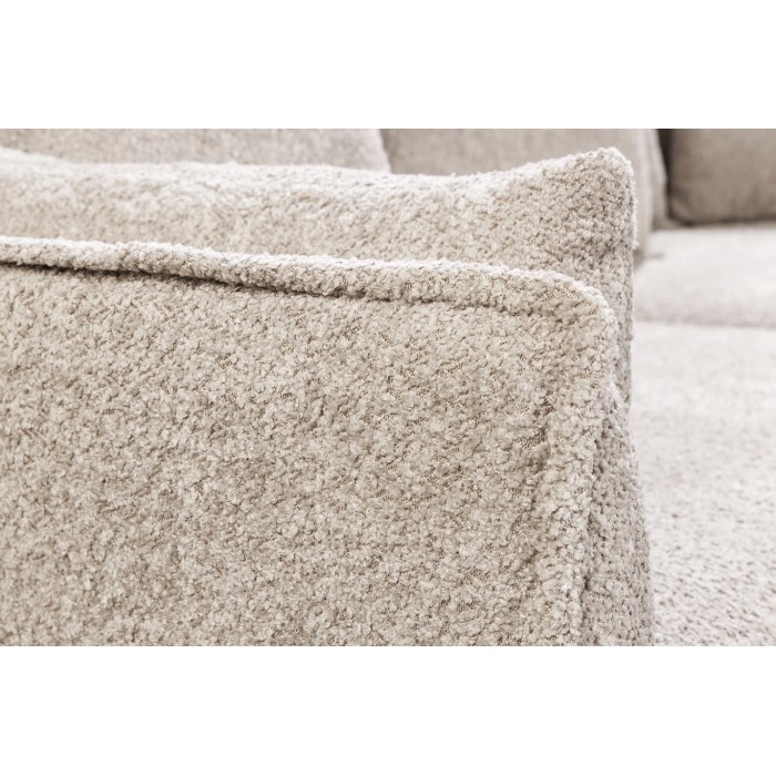 Canapé derecho KALIA – Tela rizo beige champán – 3 plazas – Estilo contemporáneo