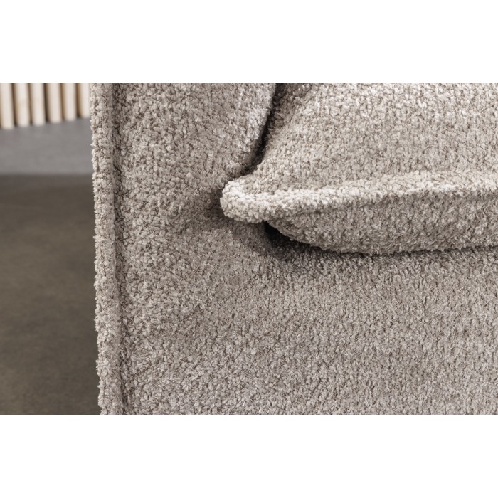 Canapé derecho KALIA – Tela rizo beige champán – 3 plazas – Estilo contemporáneo