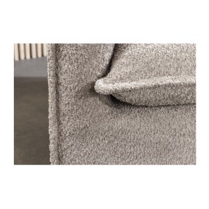 Zoom sur le côté du canapé droit KALIA en bouclette champagne