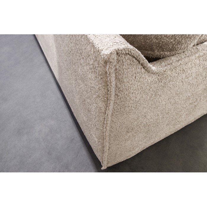 Canapé derecho KALIA – Tela rizo beige champán – 3 plazas – Estilo contemporáneo