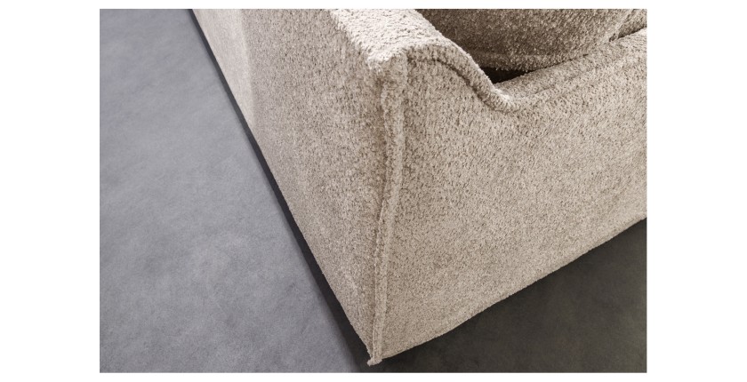 Canapé derecho KALIA – Tela rizo beige champán – 3 plazas – Estilo contemporáneo