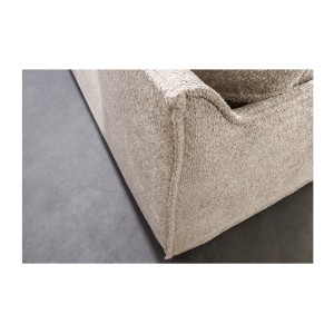 Zoom sur le dossier du canapé droit KALIA en bouclette champagne