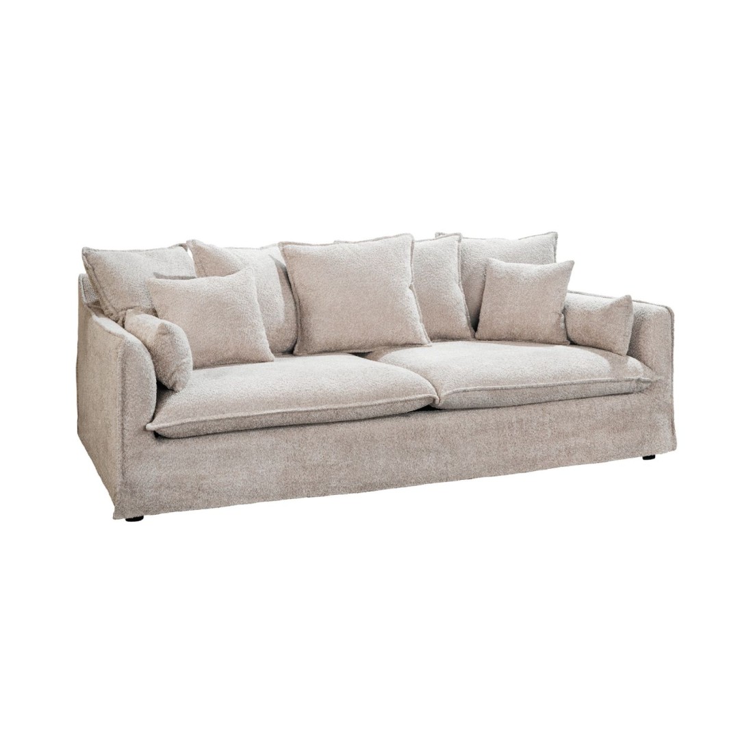 Canapé droit KALIA en bouclette champagne