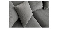 Zoom sur l'un des coussins du canapé d'angle KALIA en tissu côtelé gris